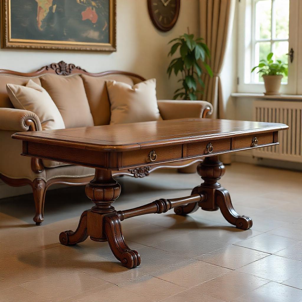 Victorian-Style Carved Coffee Table