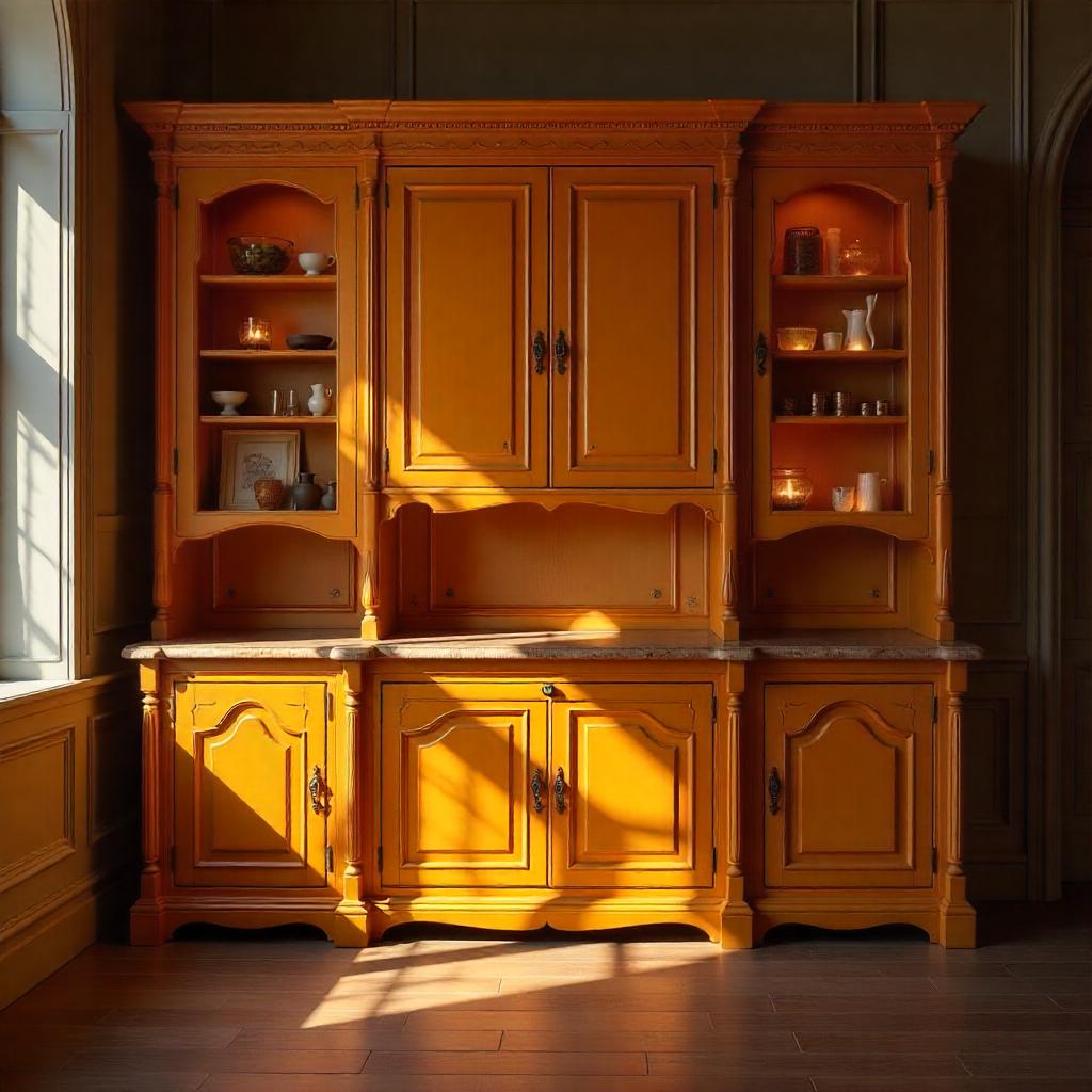 Classic European-Style Wooden Hutch Cabinet